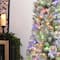 Glitzhome® 7.5ft Pre-Lit Frosted Cashmere Pencil Pine Artificial Christmas Tree, Multicolor LED Lights